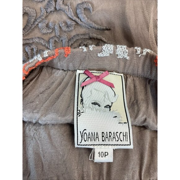 Anthropologie Yoana Baraschi Coffee Orange White Embroidered Skirt Size 10P - Picture 6 of 10